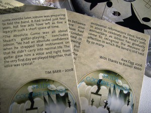 Detail showing the different sleeves notes between the two Captain Oi! pressings