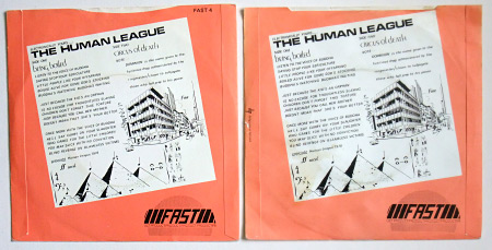 Rear sleeve designs side by side: 1980 re-issue (left) and (rather tatty condition) 1978 original (right)