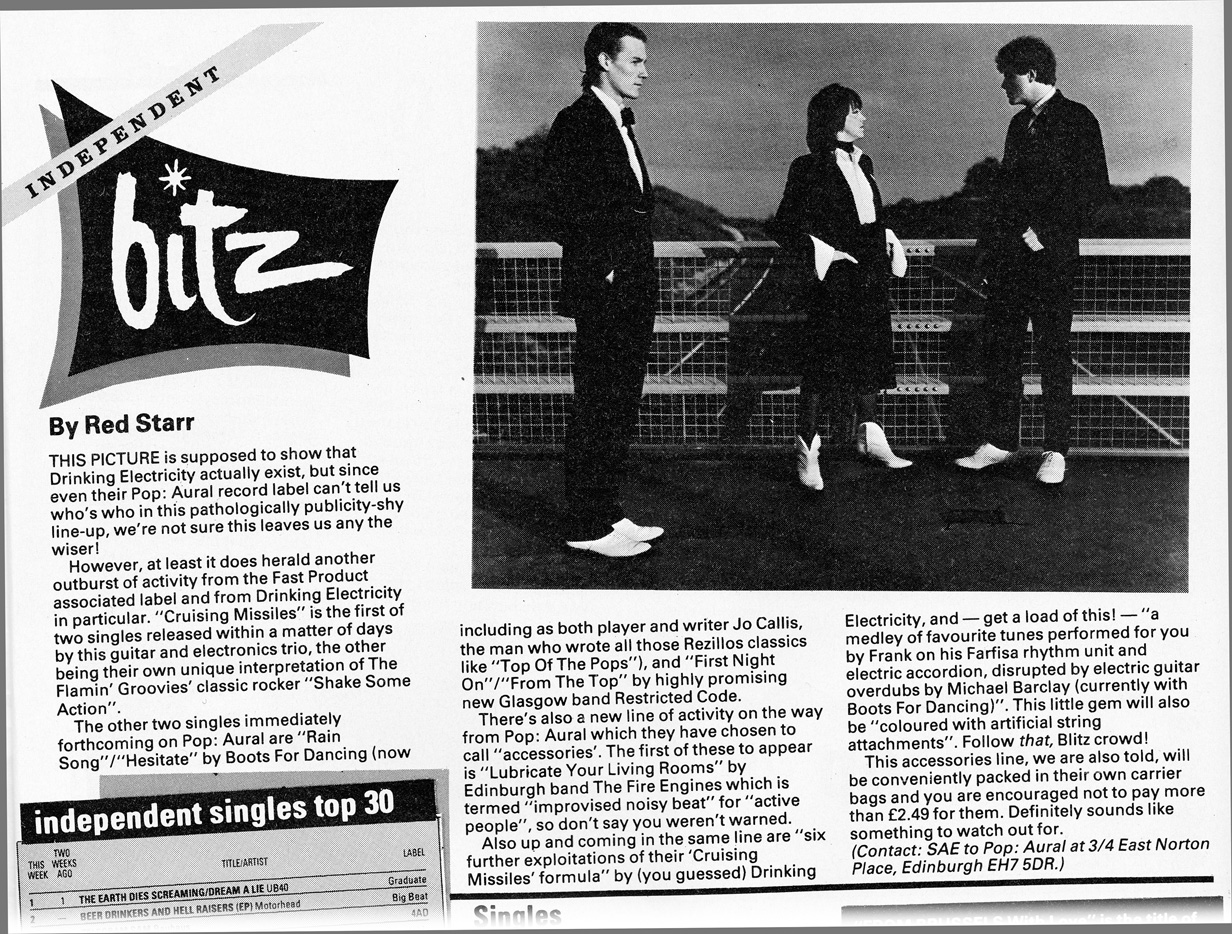 Drinking Electricity 'Smash Hits' Independent Bitz report November 1980