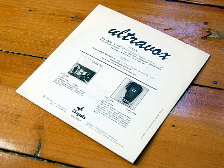 Ultravox, 'The Voice' ('La Voz') Spanish 7 inch single back cover design