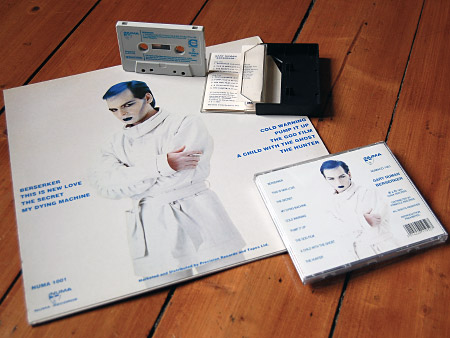Gary Numan - Berserker - Numa editions - vinyl LP, cassette and (re-issue) CD - back cover designs