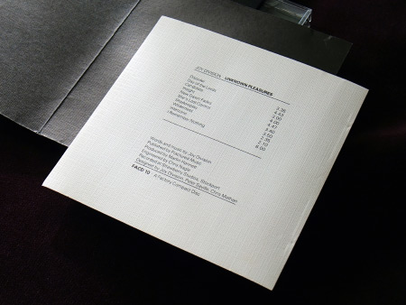 Joy Division 'Unknown Pleasures' original UK CD second insert (front) with main insert inside spread (background).