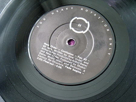 New Order - Confusion UK promo 7" single - label close-up