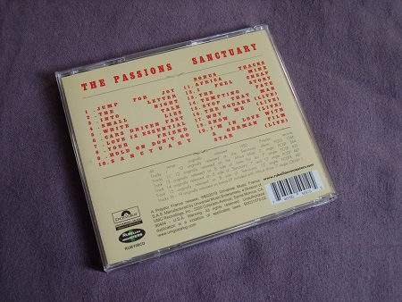 The Passions - Sanctuary CD rear case design.