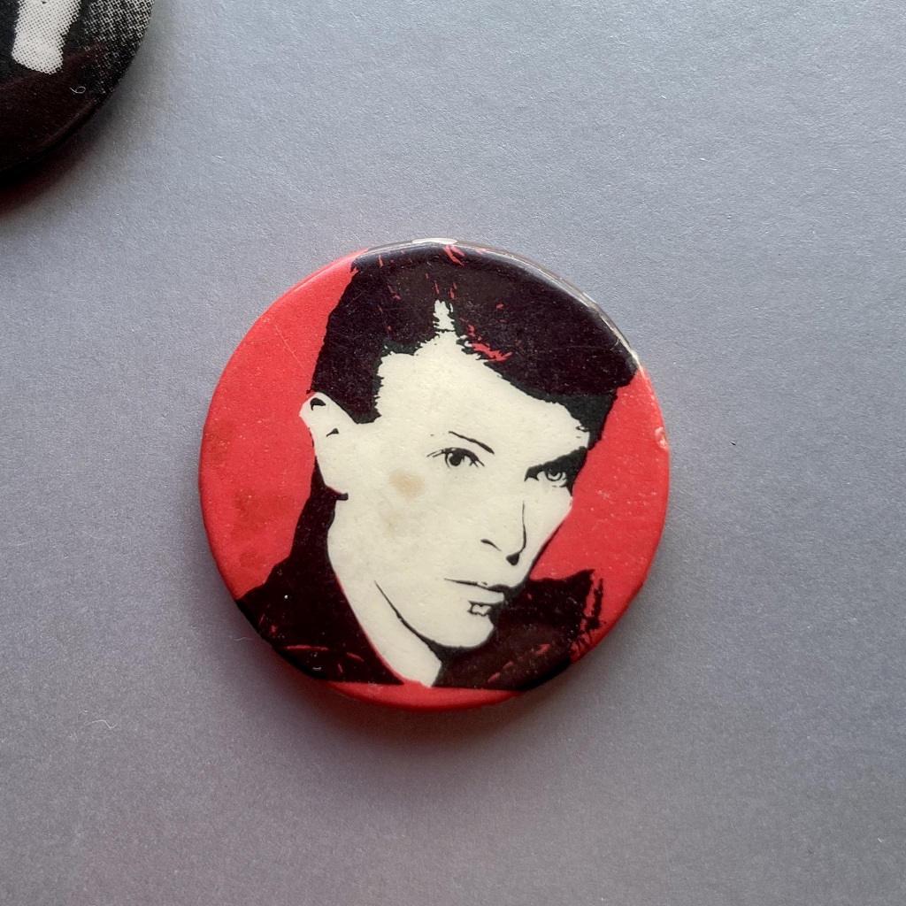 David Bowie - "Heroes" era design button badge red background