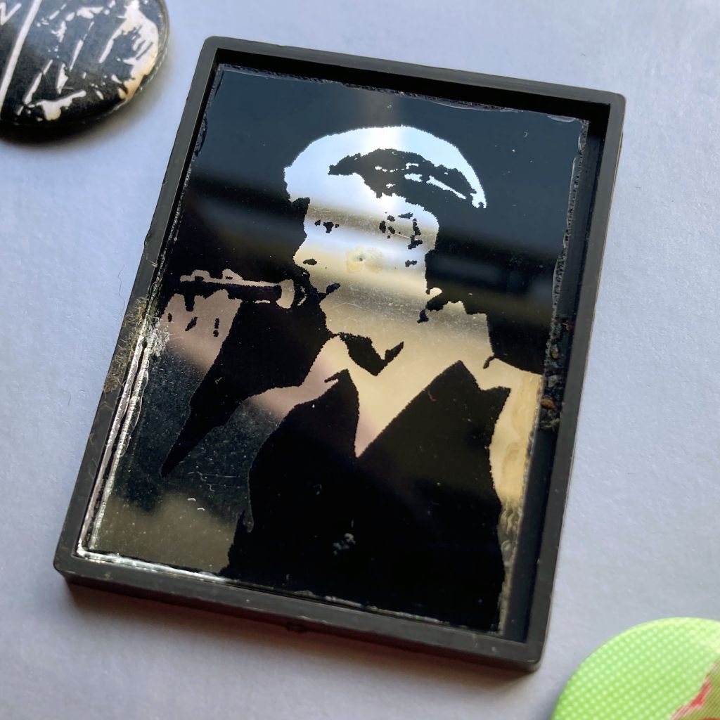 David Bowie mirror badge - 'Thin White Duke'/Station To Station era design