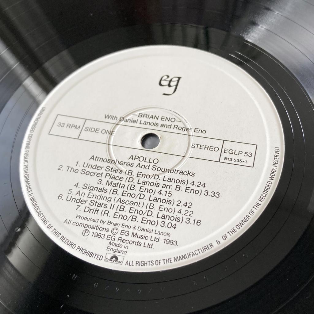 Brian Eno - 'Apollo Atmosphere and Soundtracks' 1983 label side 1
