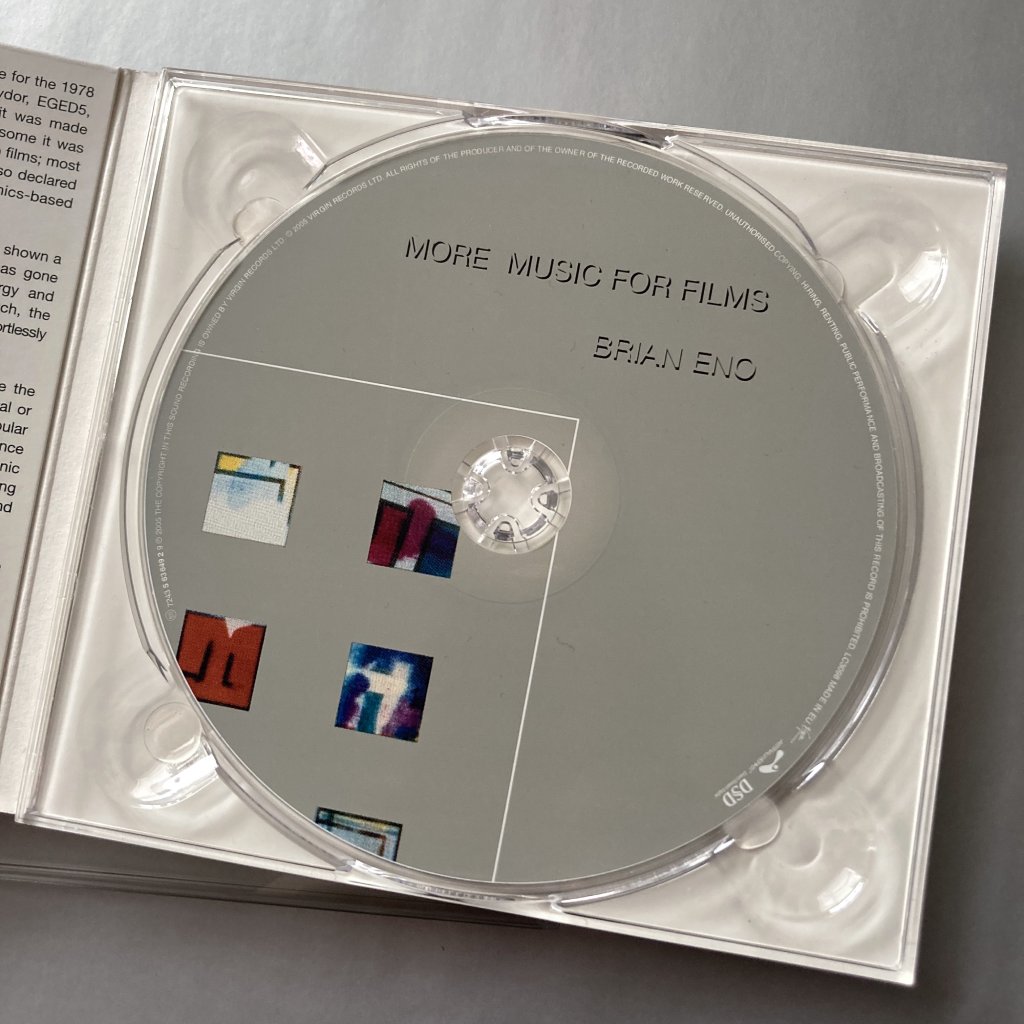 Brian Eno - 'More Music For Films' 2005 digipak CD disc label