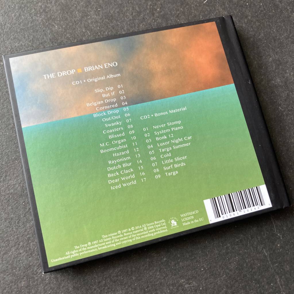 Brian Eno - 'The Drop' - 2014 2 x CD Deluxe edition - rear cover with tracklisting