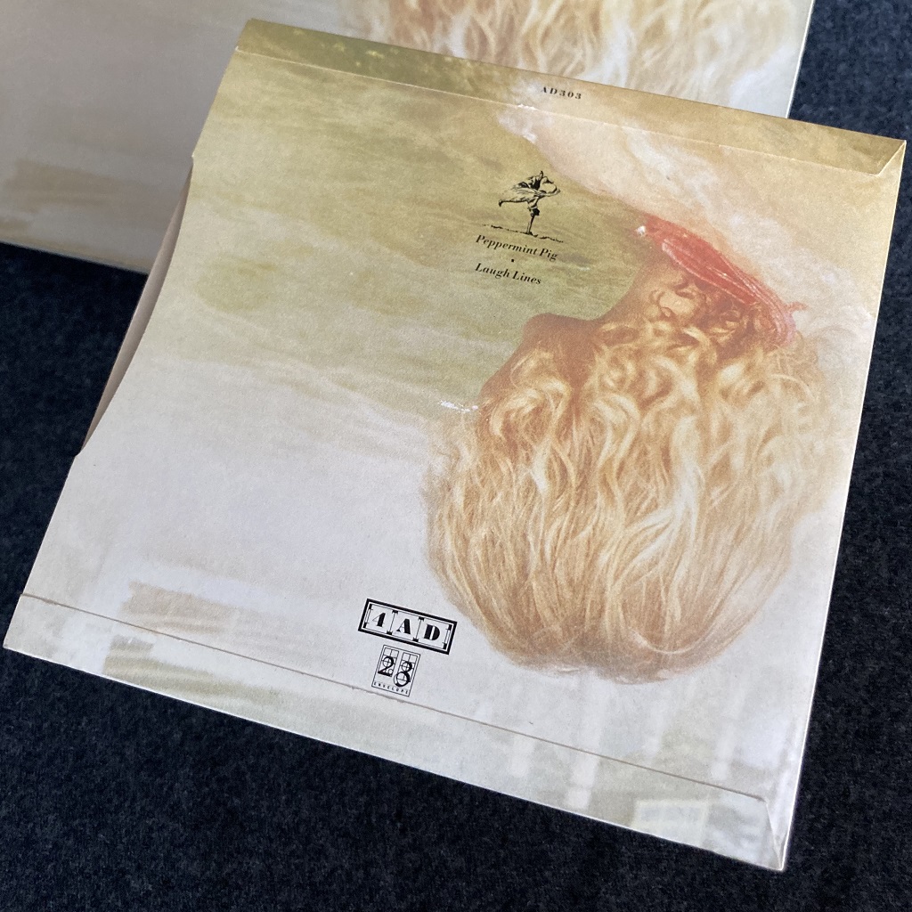 Cocteau Twins 'Peppermint Pig' 7" single rear cover design