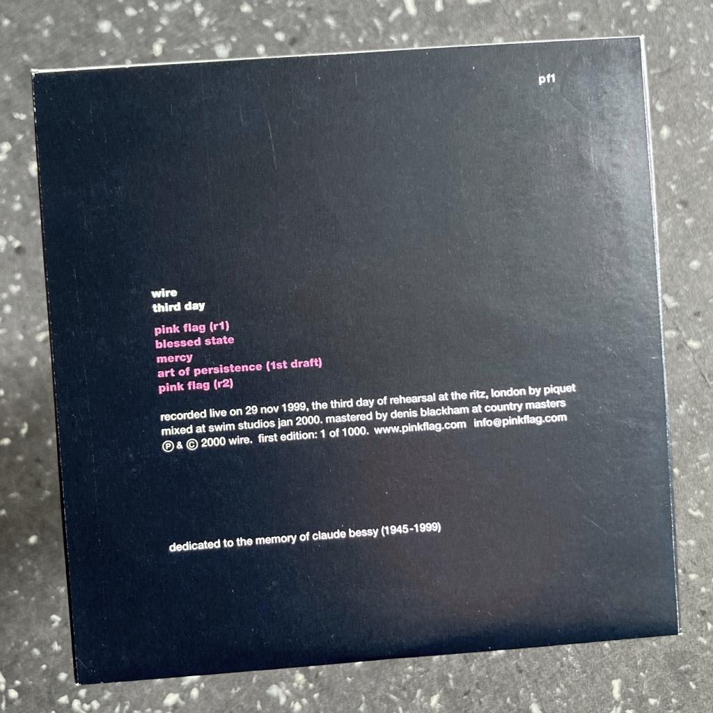 Wire - 'Third Day' CD EP reverse cover design