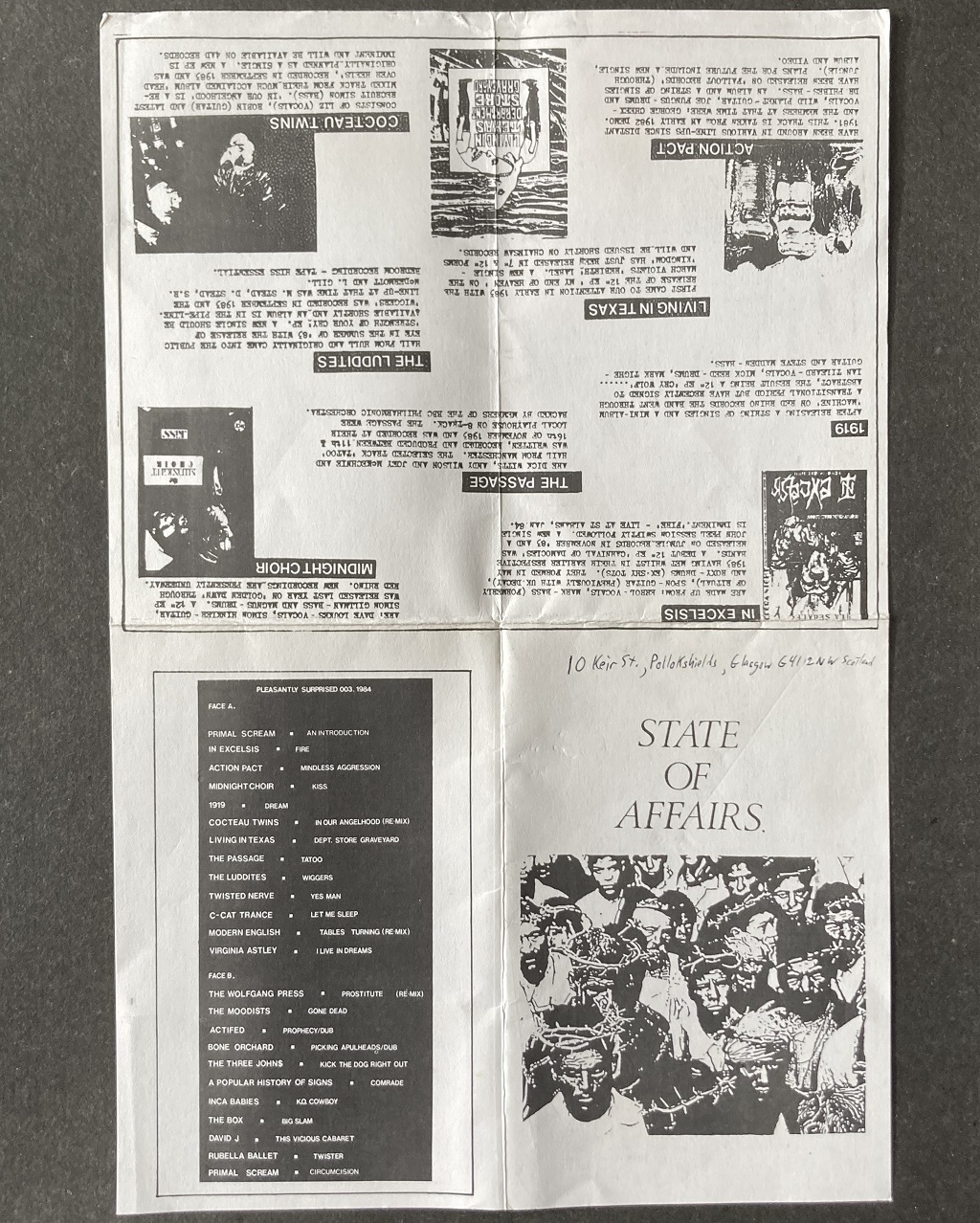 Various artists - 'State Of Affairs' compilation cassette insert side one