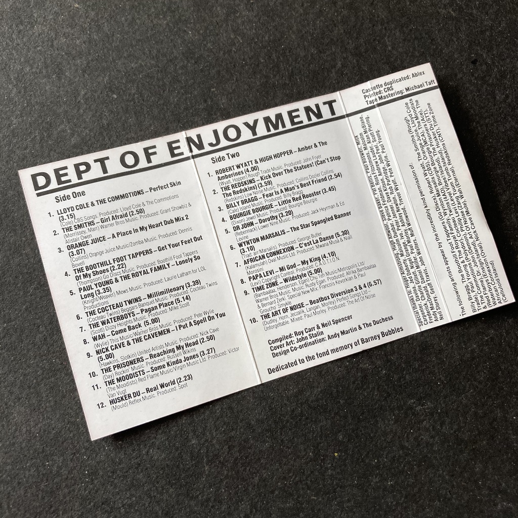 NME 'Department of Enjoyment' cassette insert reverse