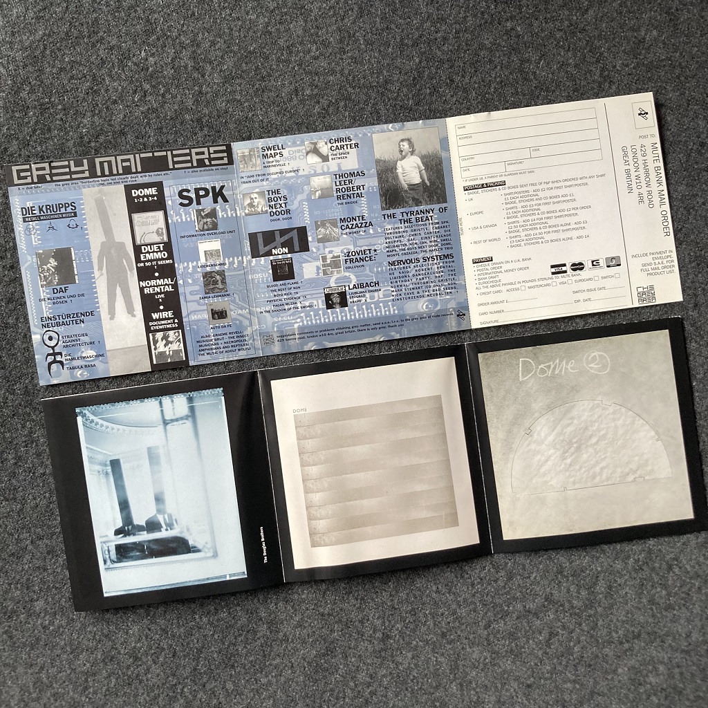 Dome 'Dome 1 + 2' 1992 UK CD insert and Grey Matters insert