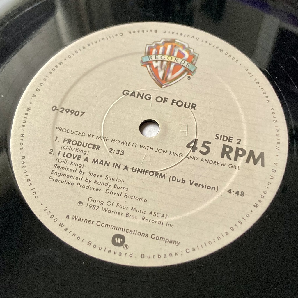 Gang Of Four US 1982 'I Love A Man In A Uniform' (Remix) 12" EP label side 2