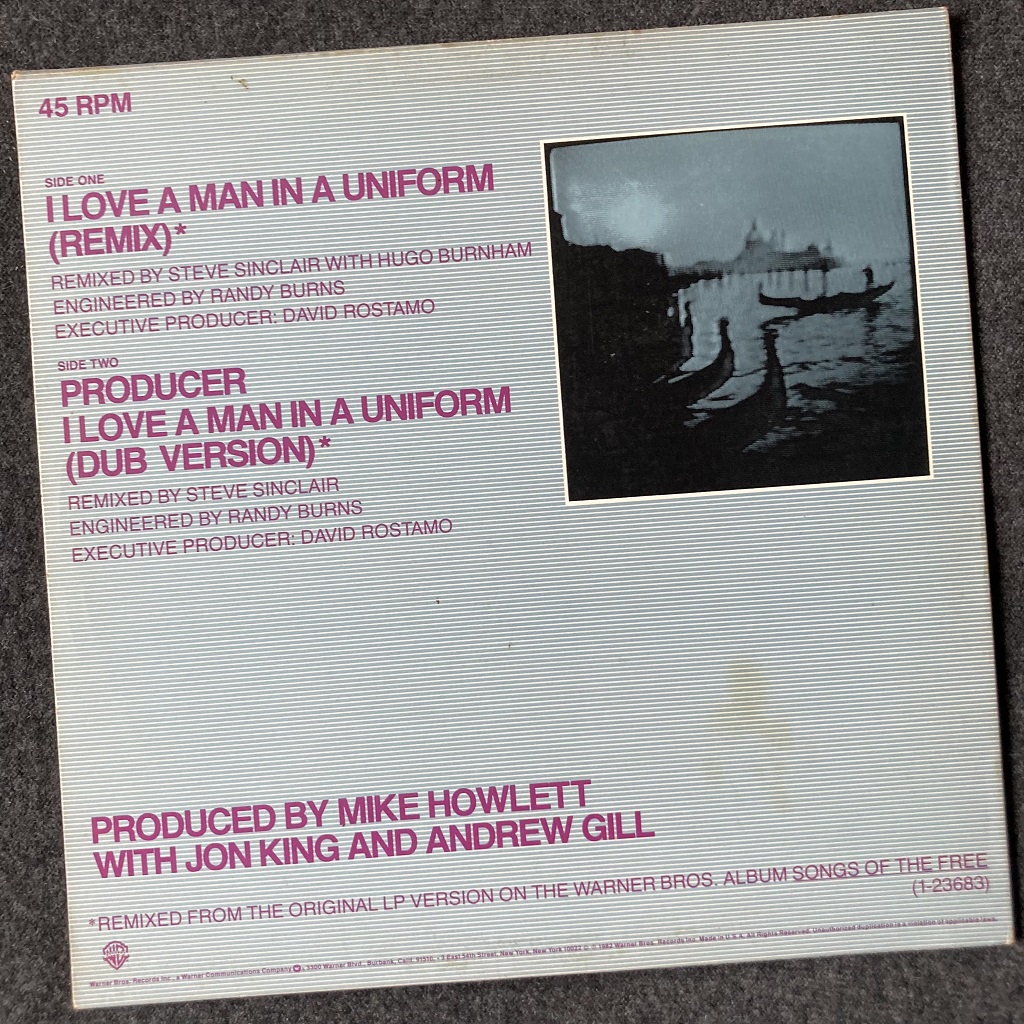 Gang Of Four US 1982 'I Love A Man In A Uniform' (Remix) 12" EP rear cover