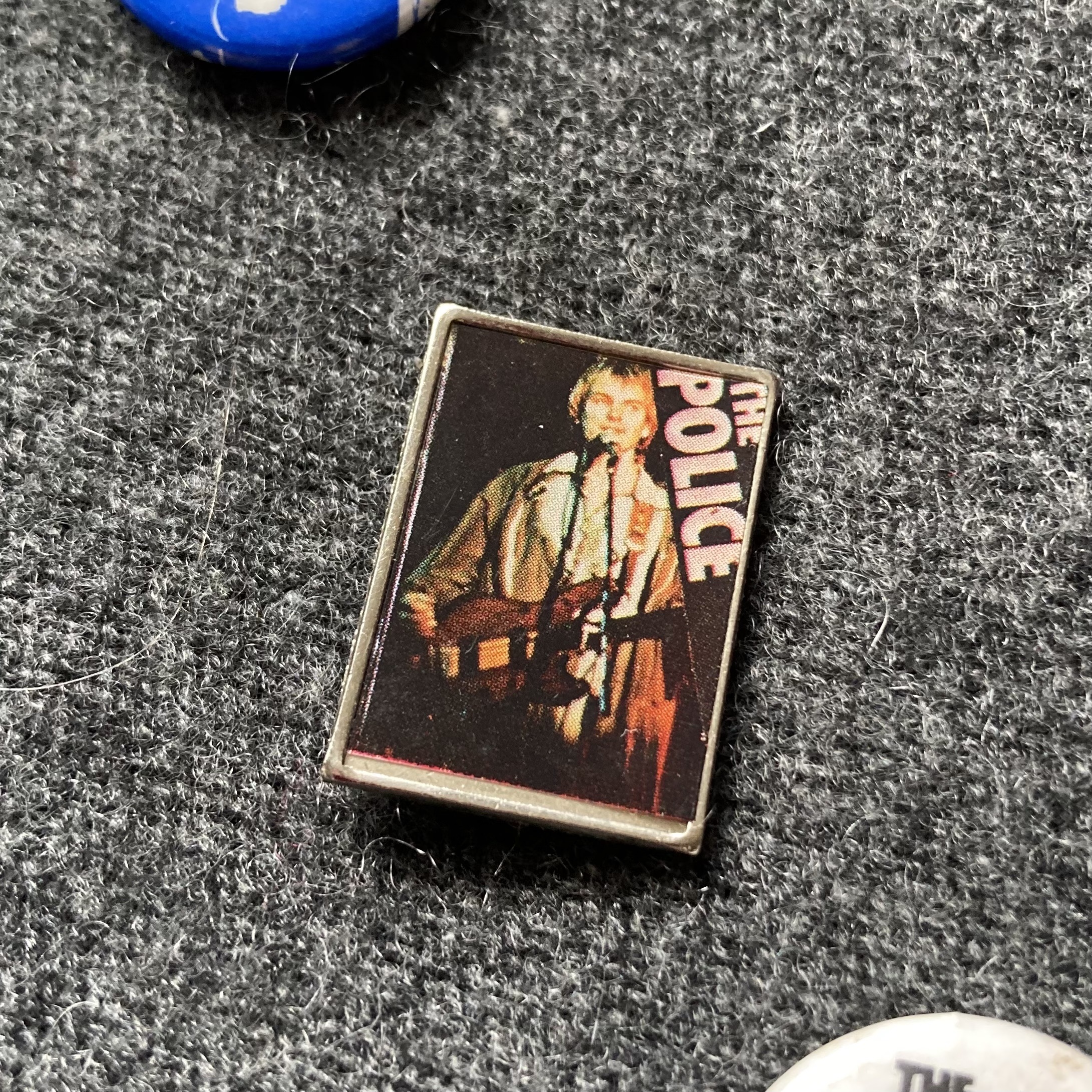 The Police - early era live shot metal button badge design
