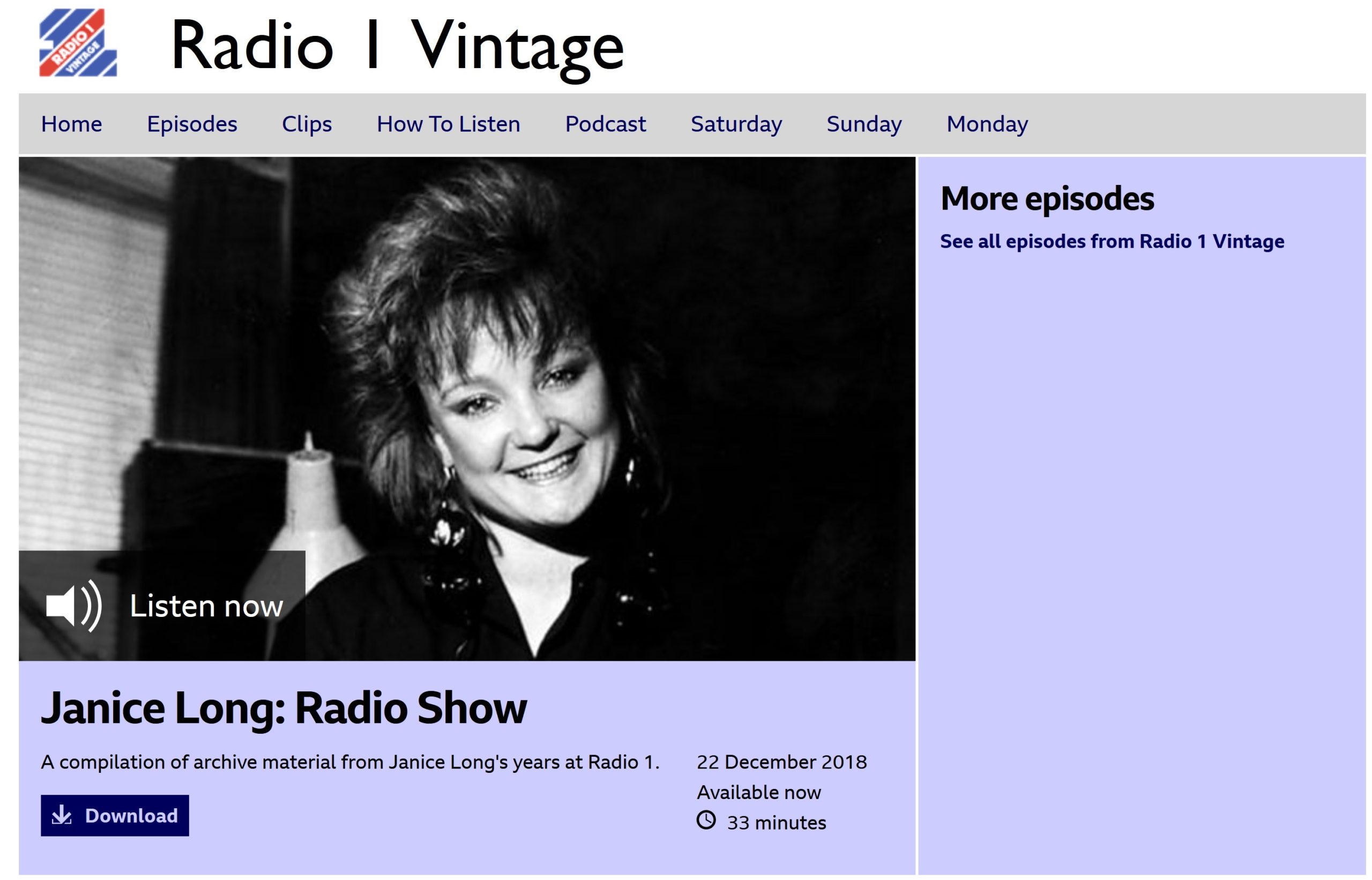 BBC Radio 1 Vintage - Janice Long compilation