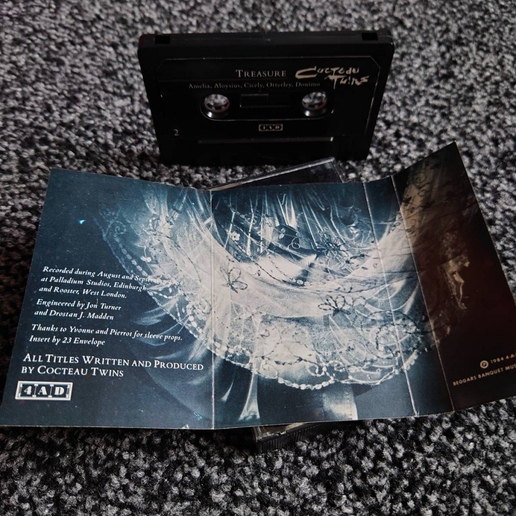 Cocteau Twins 'Treasure' 1984 UK cassette inlay (reverse)
