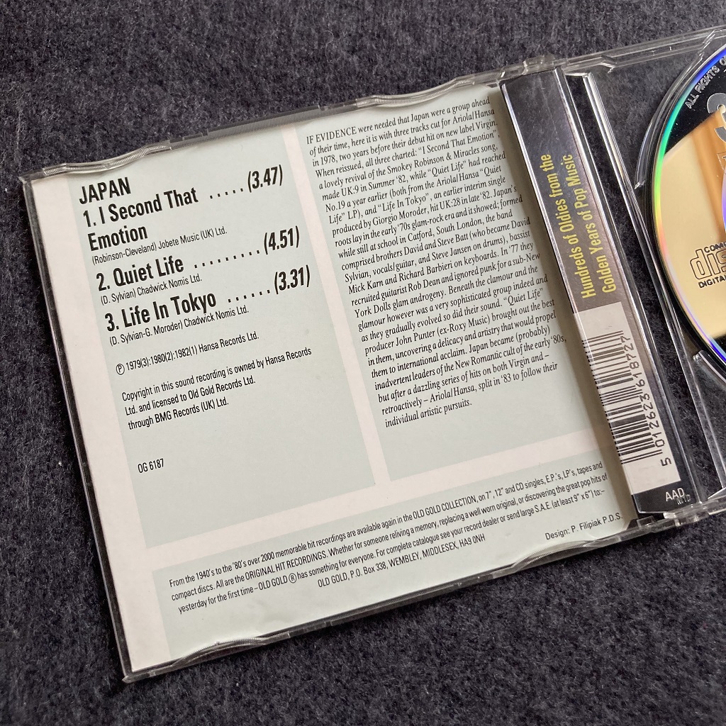 Japan 'Old Gold' 3 Track 5" CD Single insert rear