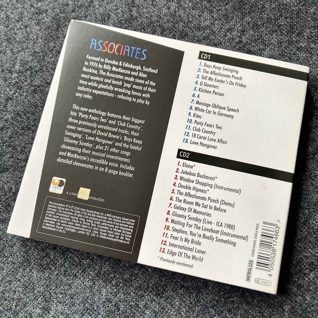 Associates - The Very Best Of - rear cover design
