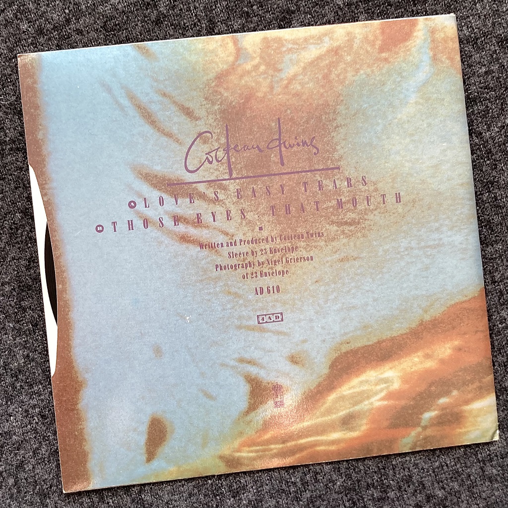 Cocteau Twins 'Loves Easy Tears' UK 7" rear cover design