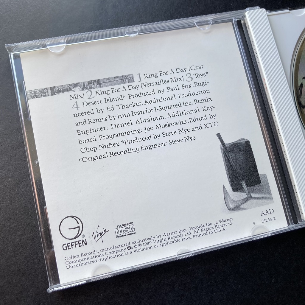XTC 'King For A Day' US 5" CD single insert rear