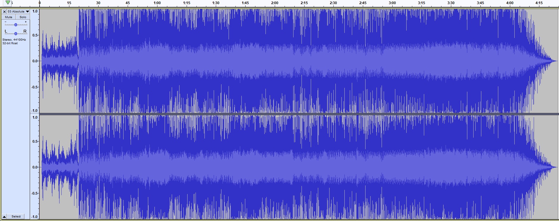 WAV file display in Audacity for 'Absolute' from 2022 Japanese CD edition