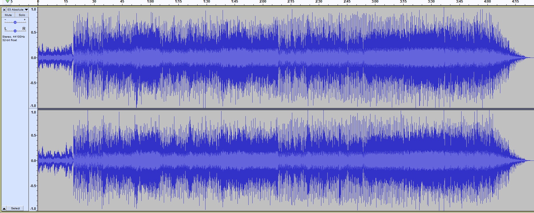 WAV file display in Audacity for 'Absolute' from original UK CD edition
