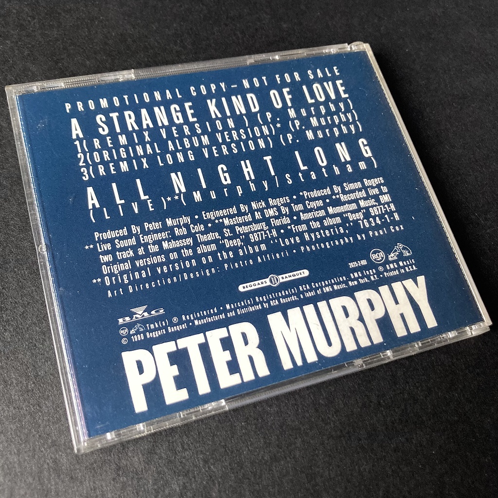 Peter Murphy - A Strange Kind Of Love US promo rear case design