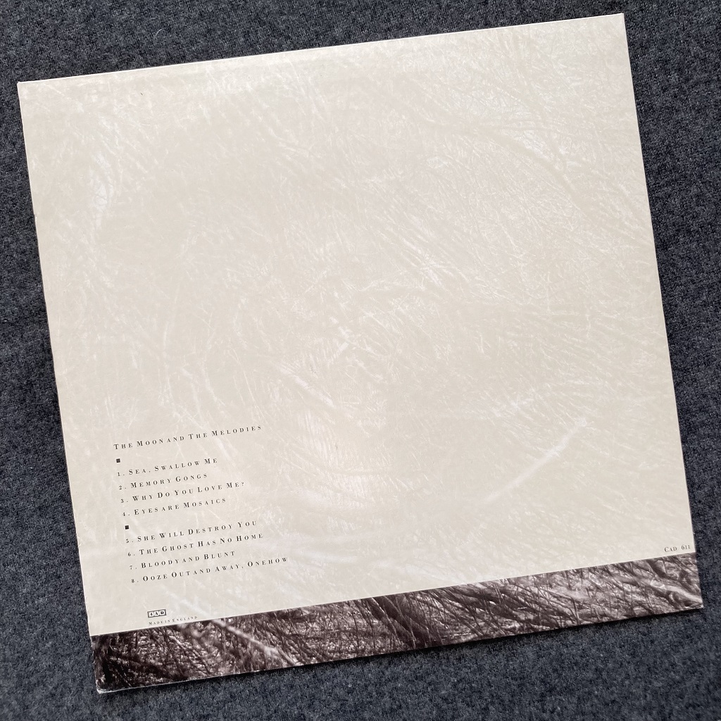 Harold Budd, Elizabeth Fraser, Robin Guthrie, Simon Raymonde: 'The Moon And The Melodies' 1986 LP rear cover design