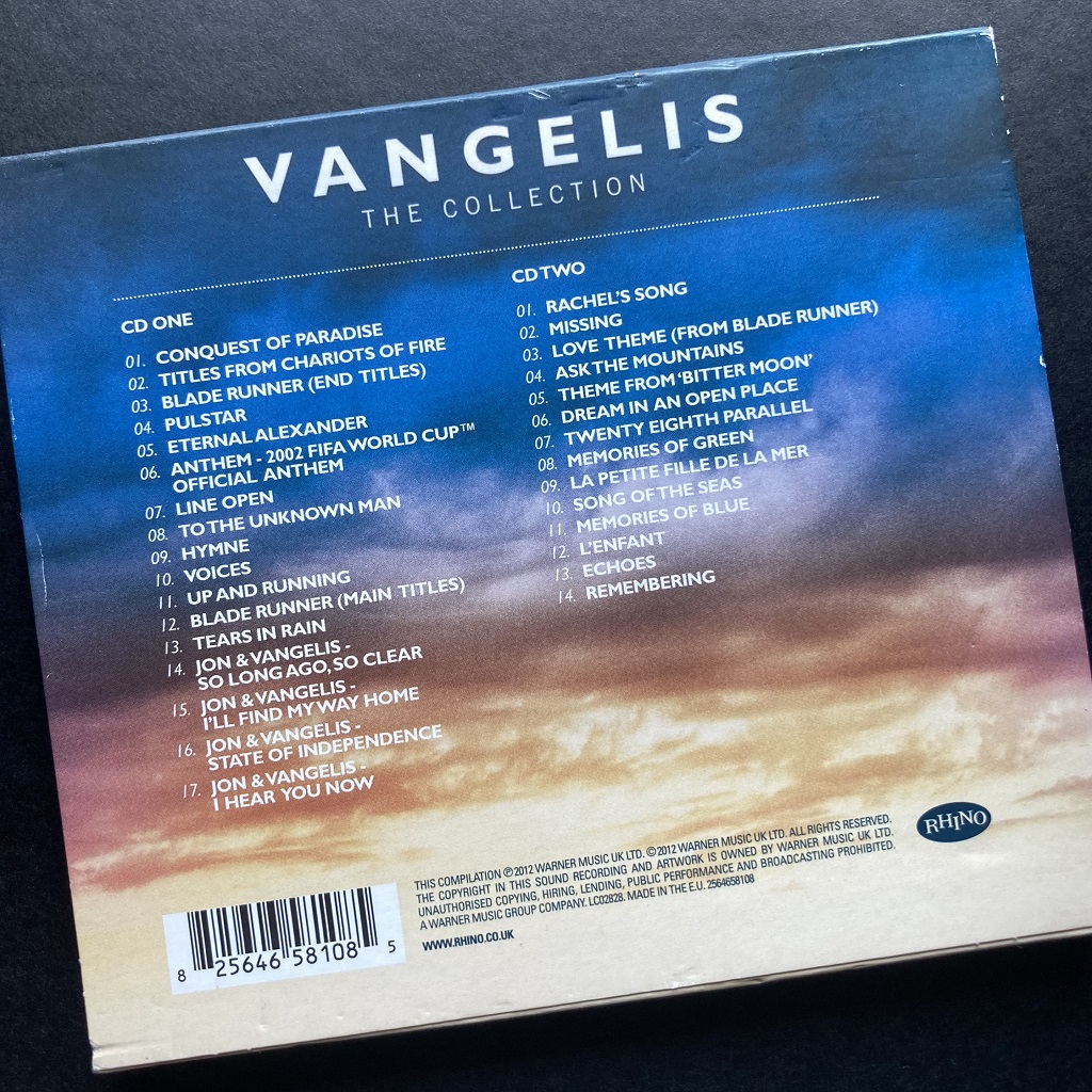 Vangelis - 'The Collection' compilation rear slipcase design