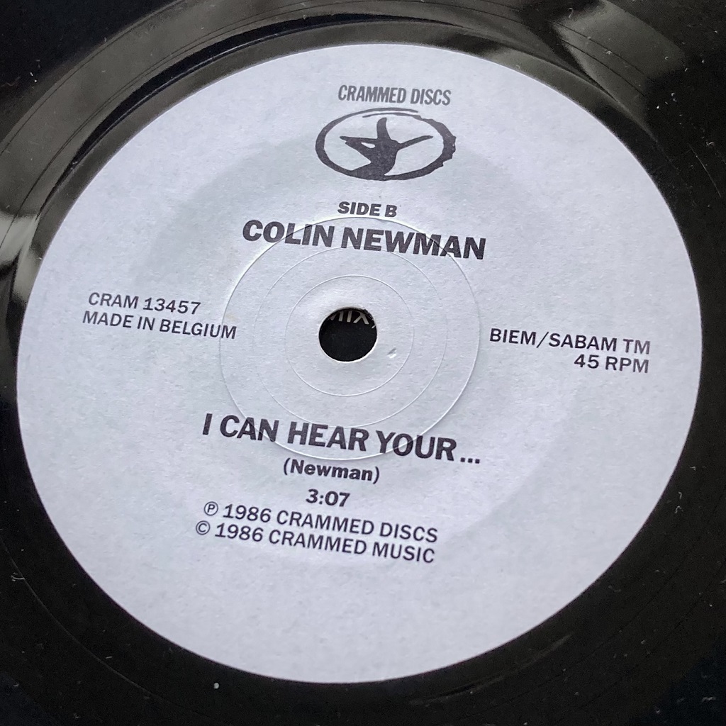 Colin Newman - 'Feigned Hearing' Belgian 7" label design side B