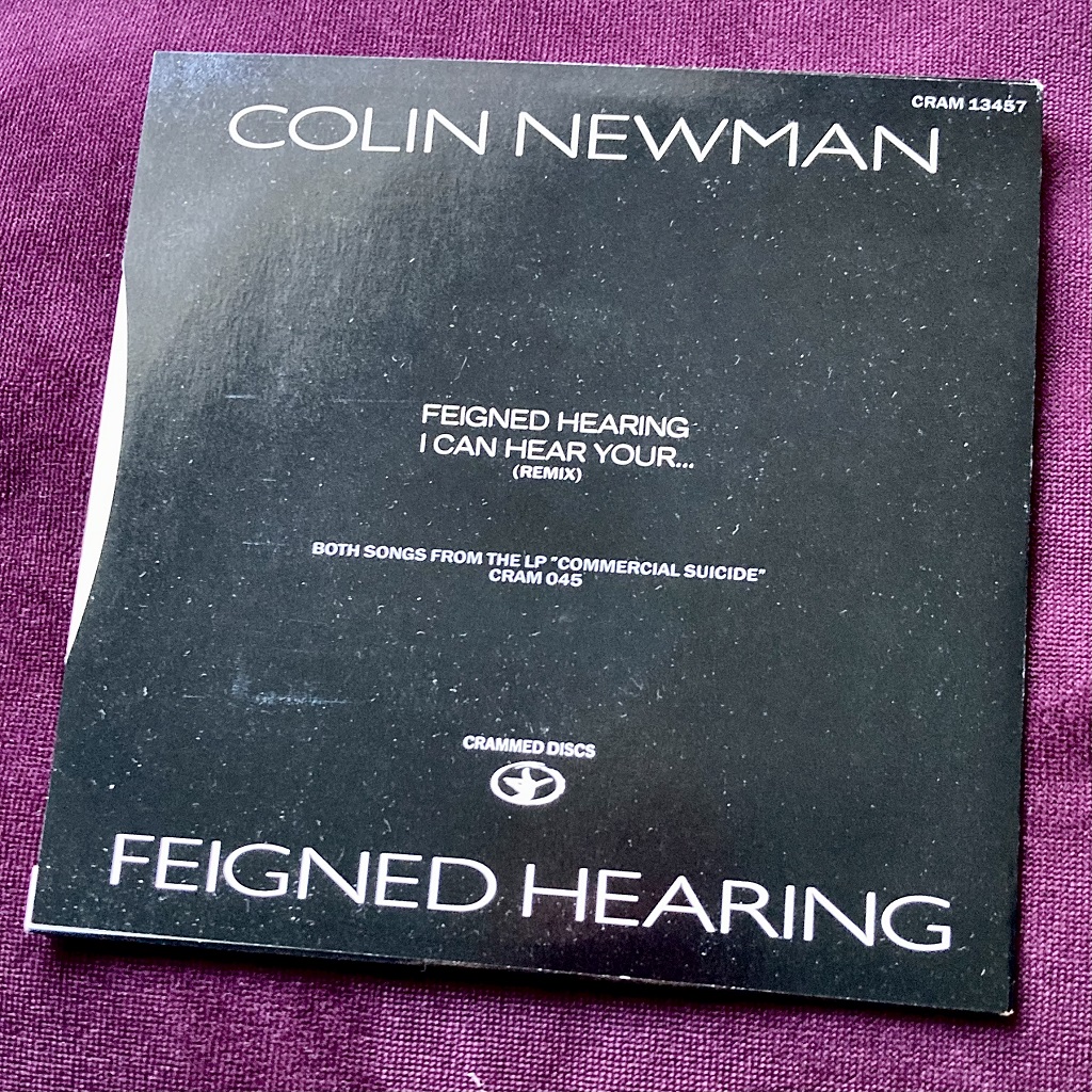 Colin Newman - 'Feigned Hearing' Belgian 7" rear cover design