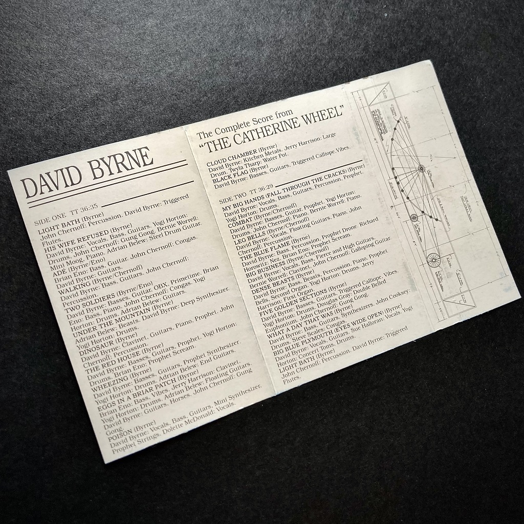 David Byrne 'The Complete Score from the Broadway Production of "The Catherine Wheel" USA cassette (insert reverse)