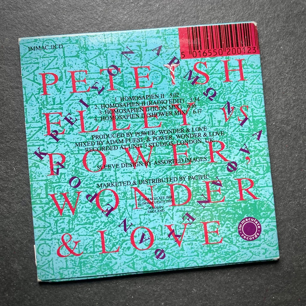 Pete Shelley vs Power, Wonder and Love - 'Homosapien II' 3"CD single - rear