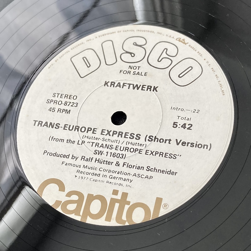 Kraftwerk 'Trans-Europe Express' US Promo-only 12" single label - Short Version side