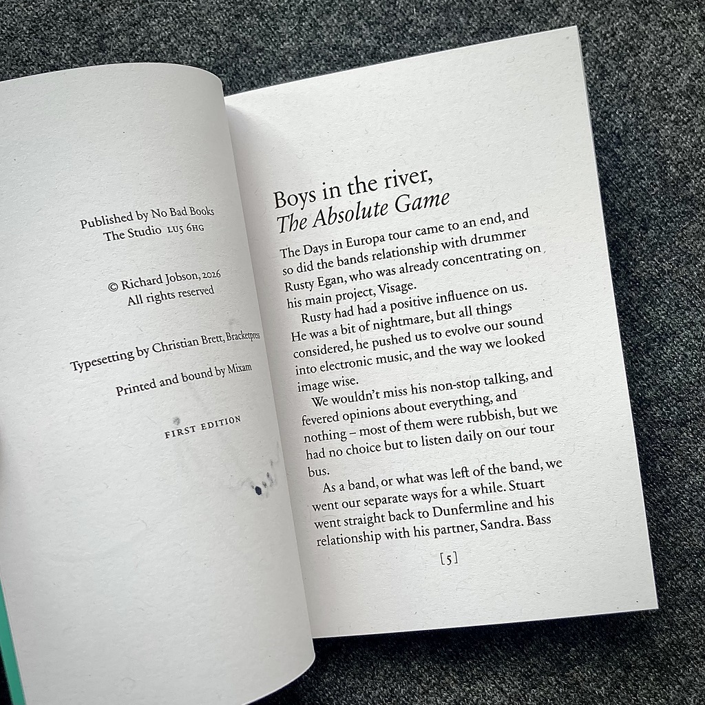 Richard Jobson - The Absolute Game book, sample page